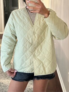 Zara Quilted Jacket in Pale Green - Women's